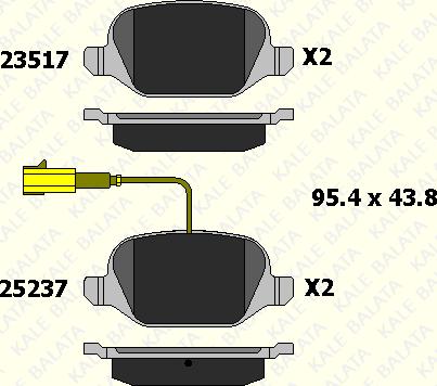 KALE 23517 172 05 - Комплект спирачно феродо, дискови спирачки vvparts.bg