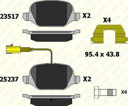 KALE 23517 172 15 - Комплект спирачно феродо, дискови спирачки vvparts.bg