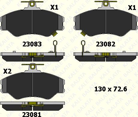 KALE 23081 190 05 - Комплект спирачно феродо, дискови спирачки vvparts.bg