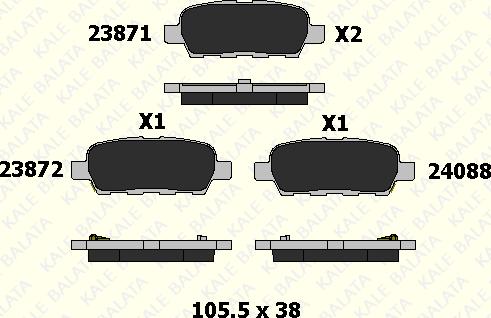 KALE 23871 138 05 - Комплект спирачно феродо, дискови спирачки vvparts.bg