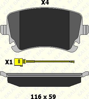 KALE 23326 177 25 - Комплект спирачно феродо, дискови спирачки vvparts.bg