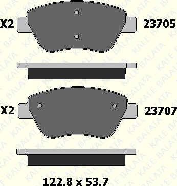 KALE 23705 176 05 - Комплект спирачно феродо, дискови спирачки vvparts.bg