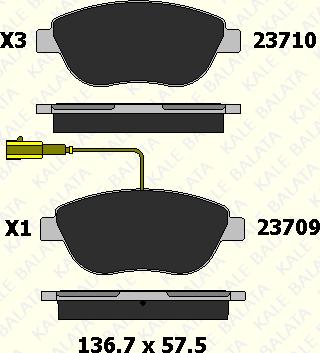 KALE 23710 192 05 - Комплект спирачно феродо, дискови спирачки vvparts.bg