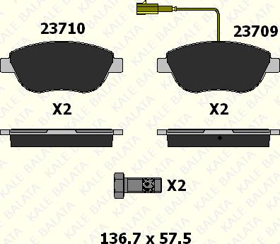 KALE 23710 192 45 - Комплект спирачно феродо, дискови спирачки vvparts.bg