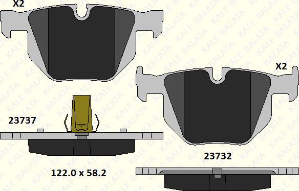 KALE 23732 173 05 - Комплект спирачно феродо, дискови спирачки vvparts.bg