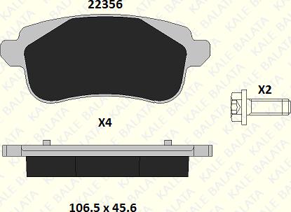 KALE 22356 159 14 - Комплект спирачно феродо, дискови спирачки vvparts.bg