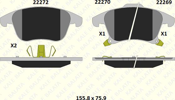 KALE 22269 194 05 - Комплект спирачно феродо, дискови спирачки vvparts.bg