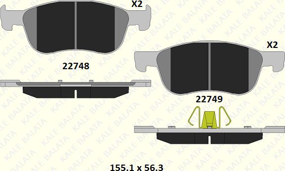 KALE 22748 161 05 - Комплект спирачно феродо, дискови спирачки vvparts.bg