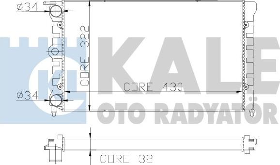 KALE OTO RADYATÖR 139500 - Радиатор, охлаждане на двигателя vvparts.bg