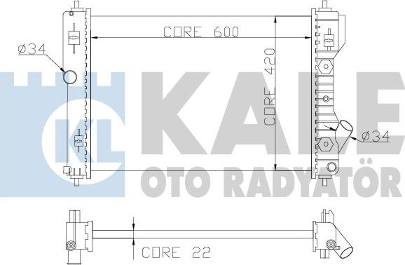 KALE OTO RADYATÖR 355000 - Радиатор, охлаждане на двигателя vvparts.bg