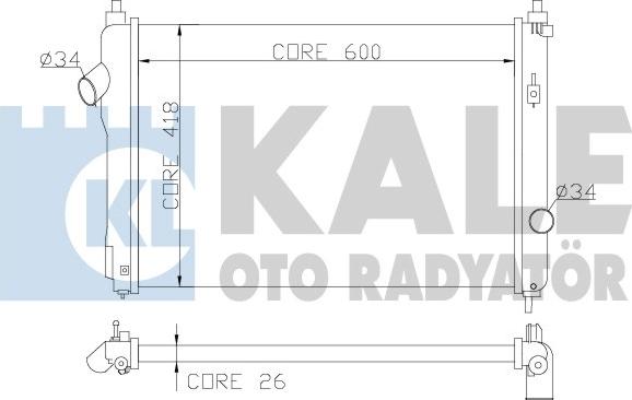 KALE OTO RADYATÖR 355100 - Радиатор, охлаждане на двигателя vvparts.bg