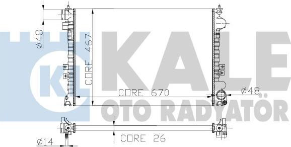 KALE OTO RADYATÖR 242500 - Радиатор, охлаждане на двигателя vvparts.bg