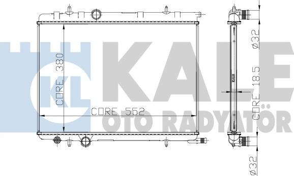 KALE OTO RADYATÖR 225000 - Радиатор, охлаждане на двигателя vvparts.bg