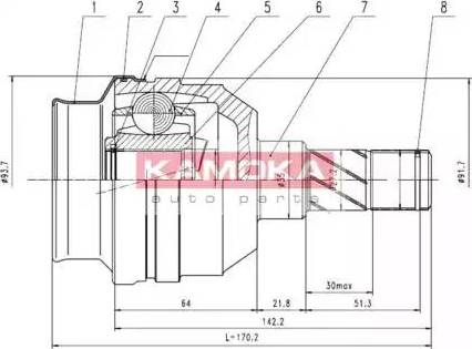 Kamoka 8715 - Каре комплект, полуоска vvparts.bg