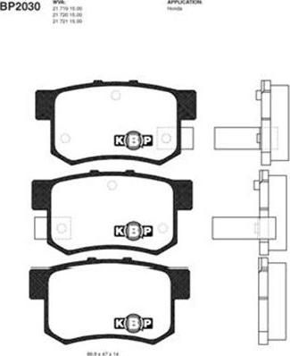 Kavo Parts BP-2030 - Комплект спирачно феродо, дискови спирачки vvparts.bg