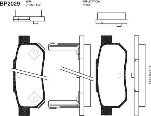 Kavo Parts BP-2029 - Комплект спирачно феродо, дискови спирачки vvparts.bg