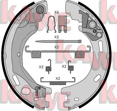 Kawe 09570K - Комплект спирачна челюст, ръчна спирачка vvparts.bg