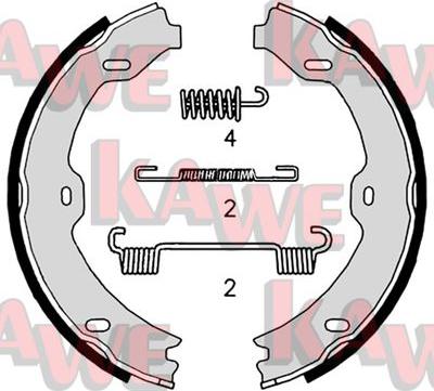Kawe 09020K - Комплект спирачна челюст, ръчна спирачка vvparts.bg