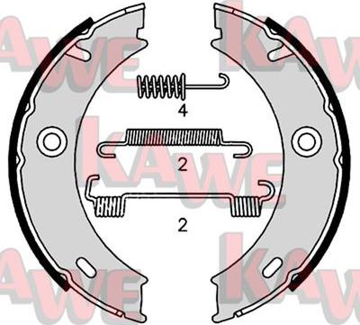 Kawe 07969 - Комплект спирачна челюст, ръчна спирачка vvparts.bg