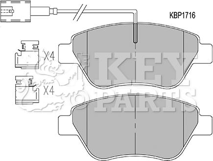 Key Parts KBP1716 - Комплект спирачно феродо, дискови спирачки vvparts.bg