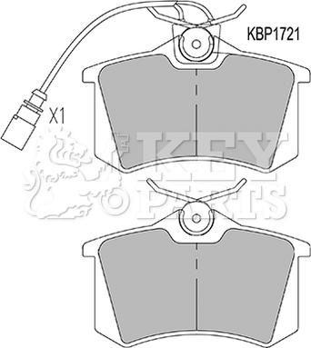 Key Parts KBP1721 - Комплект спирачно феродо, дискови спирачки vvparts.bg