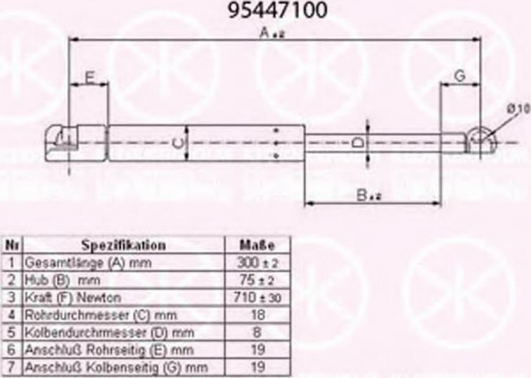 Klokkerholm 95447100 - Газов амортисьор, багажно / товарно пространство vvparts.bg