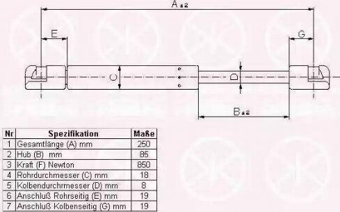 Klokkerholm 50772800 - Газов амортисьор, капак на двигателя vvparts.bg