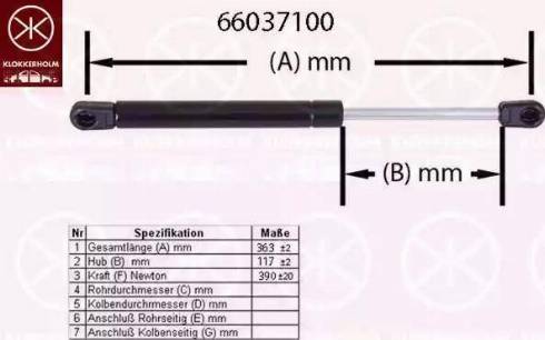 Klokkerholm 66037100 - Газов амортисьор, багажно / товарно пространство vvparts.bg