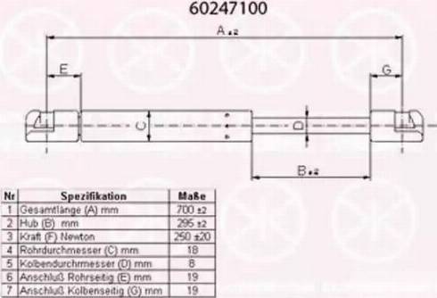 Klokkerholm 60247100 - Газов амортисьор, багажно / товарно пространство vvparts.bg