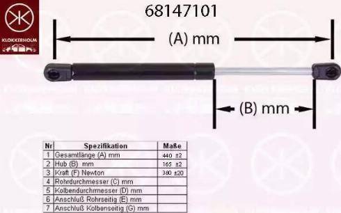 Klokkerholm 68147101 - Газов амортисьор, багажно / товарно пространство vvparts.bg