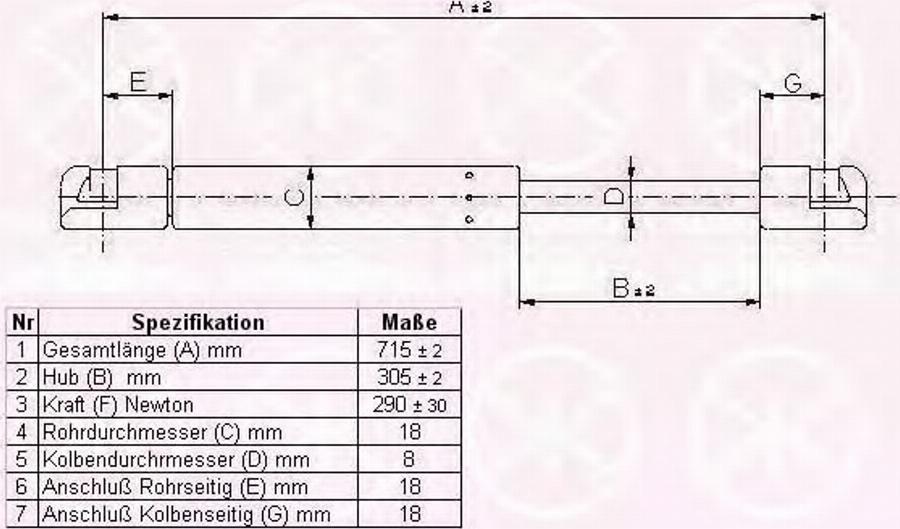 Klokkerholm 00192802 - Газов амортисьор, капак на двигателя vvparts.bg