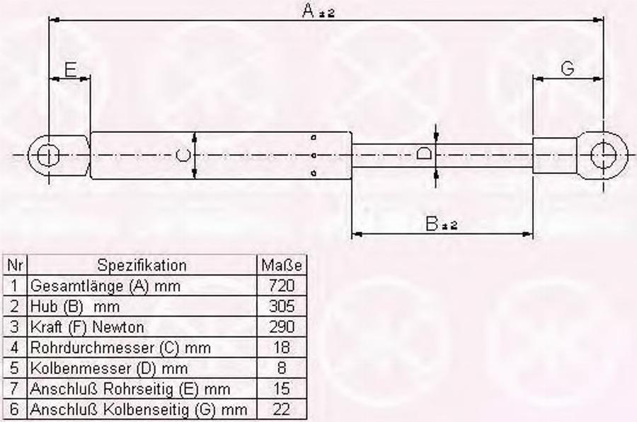 Klokkerholm 00182800 - Газов амортисьор, капак на двигателя vvparts.bg