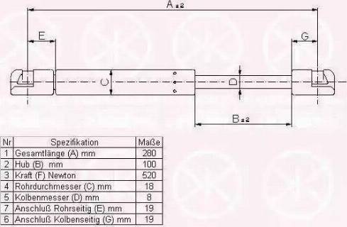 Klokkerholm 00187100 - Газов амортисьор, багажно / товарно пространство vvparts.bg