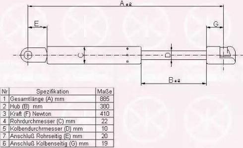 Klokkerholm 00122800 - Газов амортисьор, капак на двигателя vvparts.bg