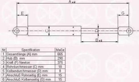 Klokkerholm 00172800 - Газов амортисьор, капак на двигателя vvparts.bg