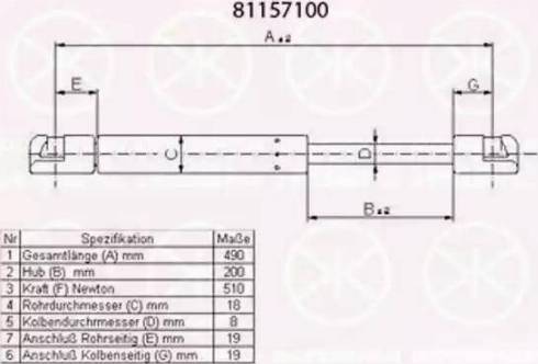 Klokkerholm 81157100 - Газов амортисьор, багажно / товарно пространство vvparts.bg