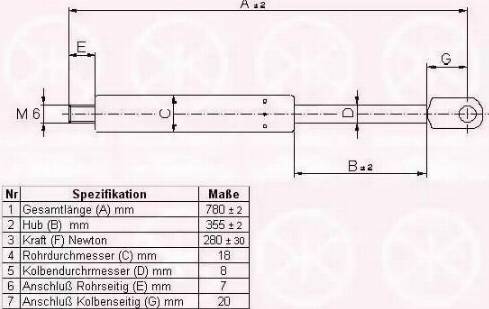 Klokkerholm 35112800 - Газов амортисьор, капак на двигателя vvparts.bg