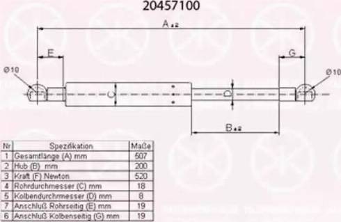 Klokkerholm 20457100 - Газов амортисьор, багажно / товарно пространство vvparts.bg