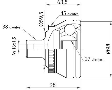 KSH EUROPE 1860.0068007 - Каре комплект, полуоска vvparts.bg