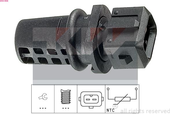 KW 494 008 - Датчик, температура на входящия въздух vvparts.bg