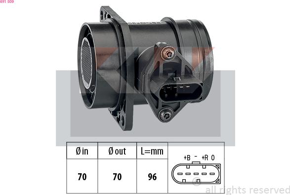 KW 491 509 - Въздухомер-измерител на масата на въздуха vvparts.bg