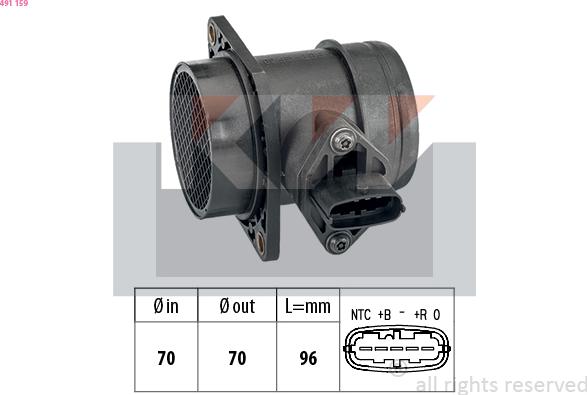 KW 491 159 - Въздухомер-измерител на масата на въздуха vvparts.bg