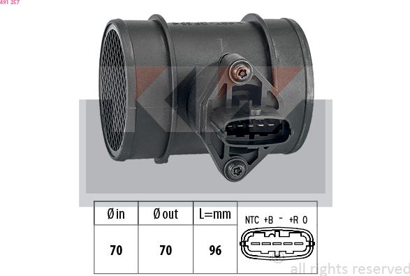 KW 491 257 - Въздухомер-измерител на масата на въздуха vvparts.bg