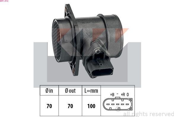 KW 491 212 - Въздухомер-измерител на масата на въздуха vvparts.bg