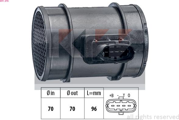 KW 491 276 - Въздухомер-измерител на масата на въздуха vvparts.bg