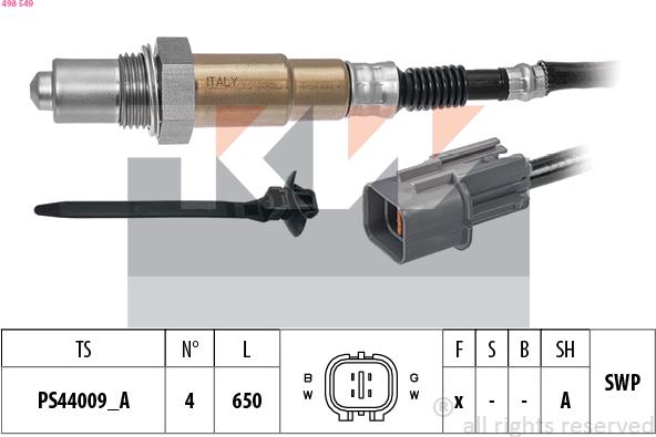 KW 498 549 - Ламбда-сонда vvparts.bg