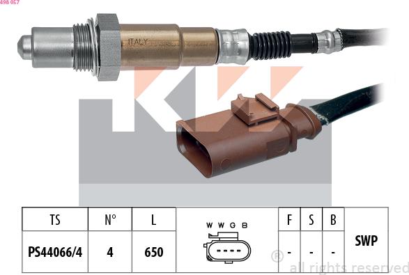 KW 498 057 - Ламбда-сонда vvparts.bg