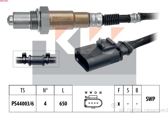 KW 498 083 - Ламбда-сонда vvparts.bg