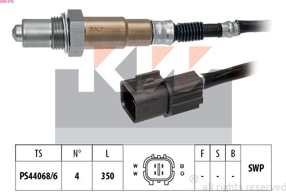 KW 498 076 - Ламбда-сонда vvparts.bg