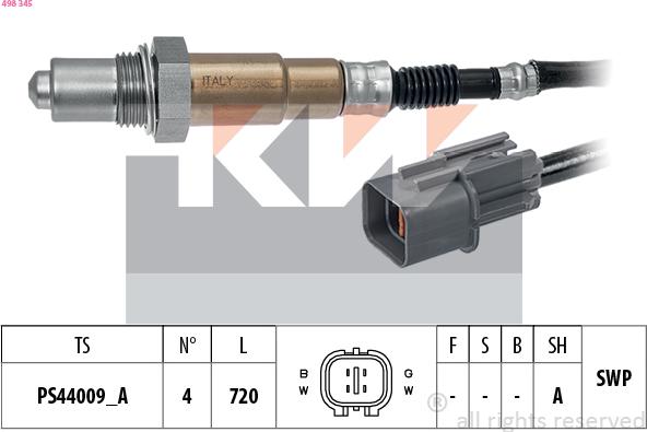 KW 498 345 - Ламбда-сонда vvparts.bg